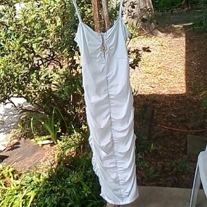 White Ruched Maxi Dress